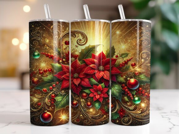 20oz Poinsettia Floral Christmas Tumbler Graphics & Tumbler Wraps Review