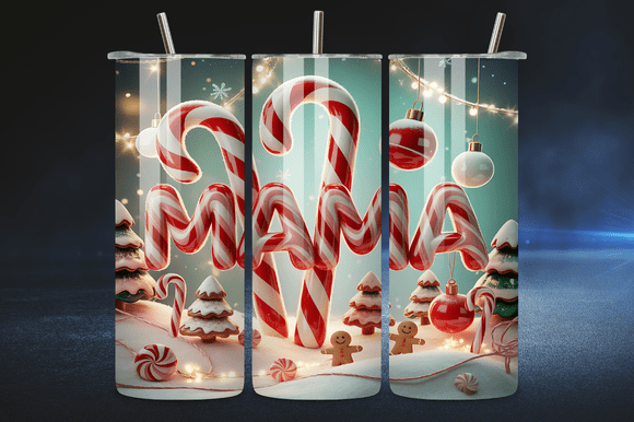 Christmas Candy Cane Mama Tumbler Wrap Graphics