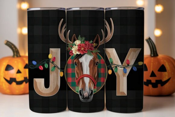 Christmas Horse Joy Tumbler Wrap Graphics for Branding