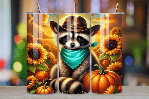 Cowboy Raccoon Fall Sunflower Tumbler Graphics & Wraps