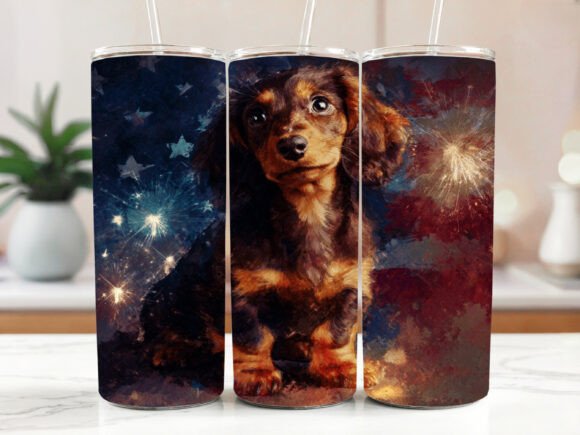 Floral Dachshund 20 Oz Tumbler Wrap Graphics for Tumbler Wraps