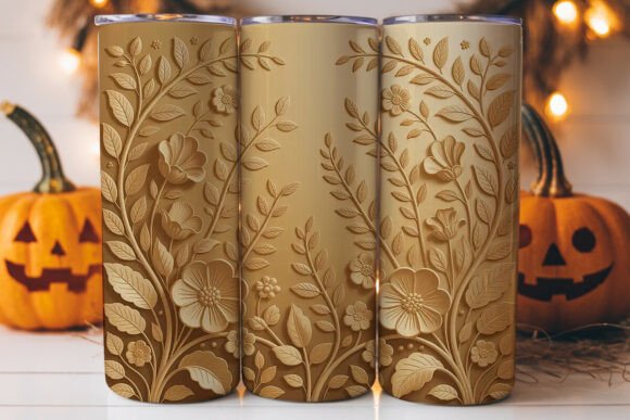 Gold Floral Embossed Graphics for Tumbler Wraps