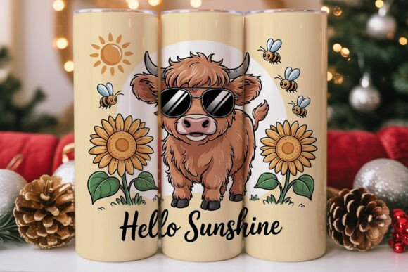 Hello Sunshine Cow Tumbler Wrap: Graphics & Tumbler Wraps