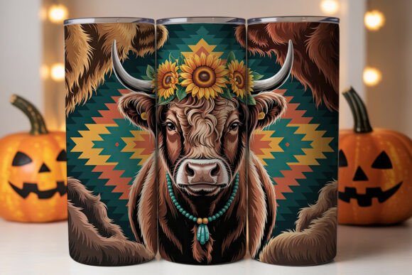 Highland Cow Western Tumbler Wrap Graphics for Tumbler Wraps