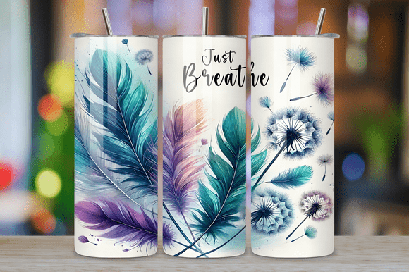 Just Breathe Feather Tumbler Wraps Graphics Review