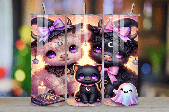 Pastel Witch Cow Cat Tumbler Wraps & Graphics