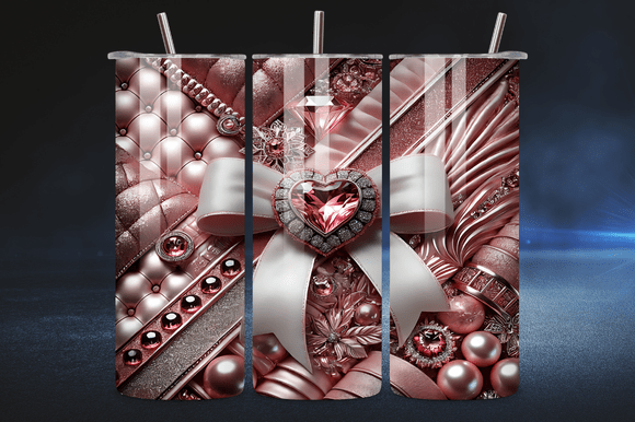 Pink Glam Heart Jewel Graphics & Tumbler Wraps