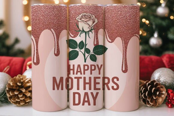 Rose Gold Mother's Day Tumbler Wrap Graphics