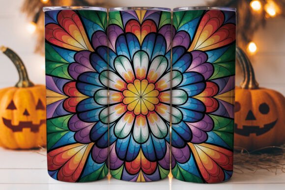 Stained Glass Mandala Graphics for Tumbler Wraps