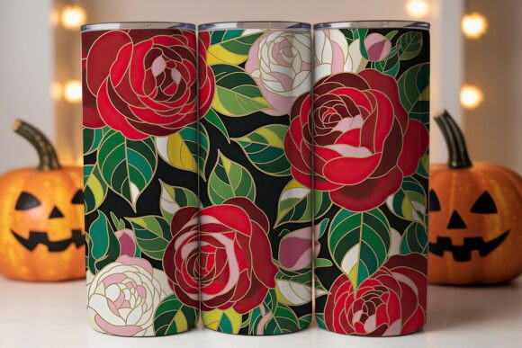 Stained Glass Roses 20oz Tumbler Wraps Graphics