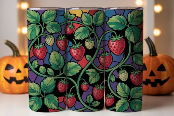Stained Glass Strawberry Tumbler Wraps Graphics