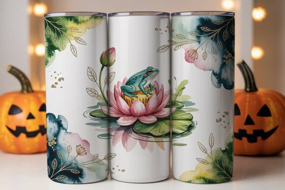 Watercolor Frog Lotus: Tumbler Wraps Graphics Review