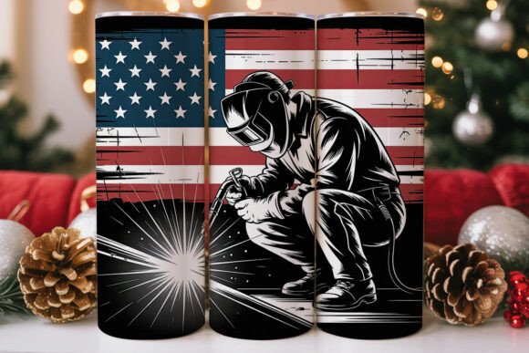 Welder American Flag 20oz Tumbler Graphics and Tumbler Wraps